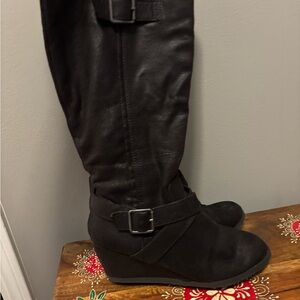 Women's Black Wedge Boots